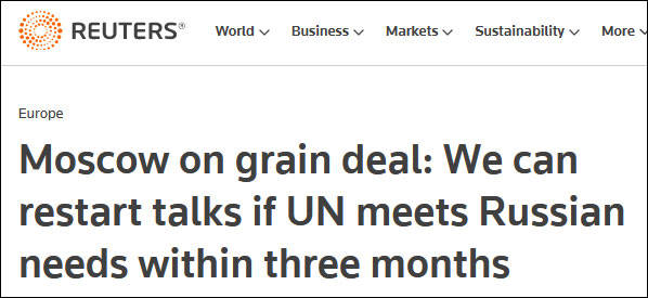 俄方提醒联合国：还有三个月履行俄粮食和化肥出口正常化备忘录